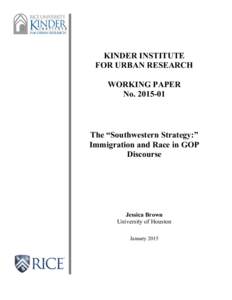    KINDER INSTITUTE FOR URBAN RESEARCH WORKING PAPER No[removed]