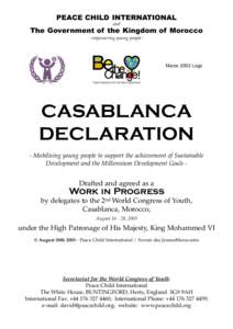 PEACE CHILD INTERNATIONAL and The Government of the Kingdom of Morocco - empowering young people -