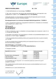 PRESTATIEVERKLARING  NrUnieke identificatiecode van het producttype: TLKSRBType-, partij- of serienummer, dan wel een ander identificatiemiddel voor het bouwproduct, zoals