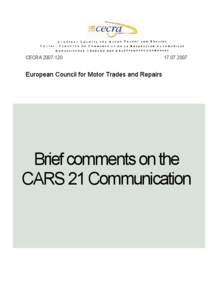 CECRA 2007­120   [removed]  European Council for Motor Trades and Repairs 