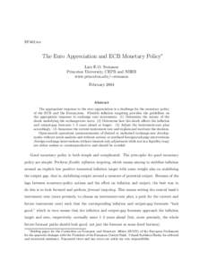 EP402.tex  The Euro Appreciation and ECB Monetary Policy∗ Lars E.O. Svensson Princeton University, CEPR and NBER www.princeton.edu/∼svensson