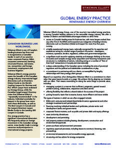 Global Energy Practice - Renewable Energy Overview