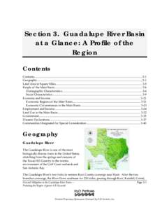 Section 3. Guadalupe River Basin at a Glance: A Profile of the Region Contents Contents.....................................................................................................................................