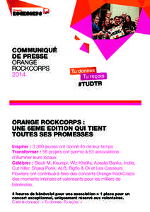 COMMUNIQUÉ DE PRESSE ORANGE ROCKCORPS 2014