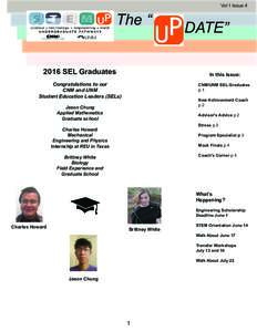 Vol 1 Issue 4  The “ 2016 SEL Graduates  DATE”