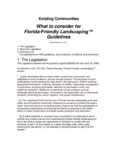 Existing Communities  What to consider for Florida-Friendly Landscaping™ Guidelines (Revised March 23, 2011)