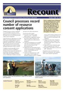 Taranaki Regional Council Summary Annual Report[removed]October 2004 No. 48 Council processes record number of resource