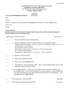 Page 1 of 19  THE PRESBYTERY OF SOUTHEASTERN ILLINOIS GENERAL COUNCIL MEETING First Presbyterian Church, Effingham, Illinois Tuesday, March 18, 2014