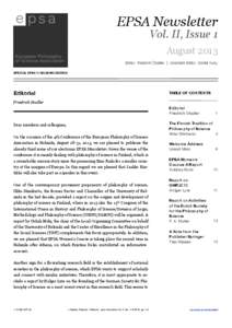 EPSA Newsletter  Vol. II, Issue 1 August[removed]Editor: Friedrich Stadler | Assistant Editor: Daniel Kuby