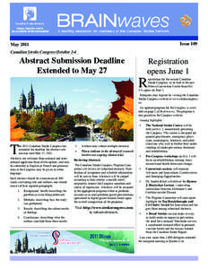 Issue 109  May 2011 Canadian Stroke Congress October 2-4  Abstract Submission Deadline