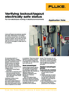 Electric power distribution / Electric power / Electrical safety / Lockout-tagout / Electrician / NFPA 70E / Test light / Fluke Corporation / Ground / Electromagnetism / Electrical engineering / Electrical wiring