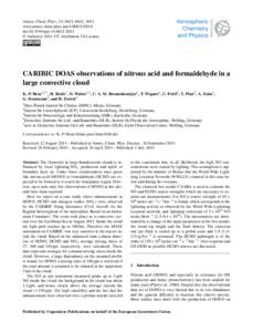 Atmos. Chem. Phys., 14, 6621–6642, 2014 www.atmos-chem-phys.net[removed]doi:[removed]acp[removed] © Author(s[removed]CC Attribution 3.0 License.  CARIBIC DOAS observations of nitrous acid and formaldehyde in a