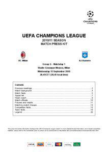 UEFA CHAMPIONS LEAGUE[removed]SEASON MATCH PRESS KIT