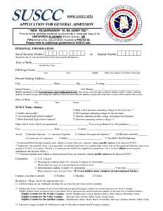 APPLICATION FOR GENERAL ADMISSION