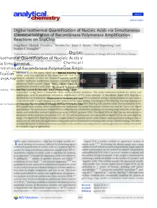 ARTICLE pubs.acs.org/ac Digital Isothermal Quantification of Nucleic Acids via Simultaneous Chemical Initiation of Recombinase Polymerase Amplification Reactions on SlipChip