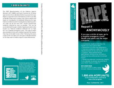 SCCADVASA  This project was supported by Federal Formula Grant # WF AX 0061, awarded by the Office on Violence against Women, U.S. Department of Justice through the South