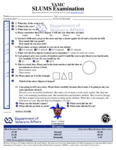 VAMC  SLUMS Examination Questions about this assessment tool? E-mail [removed].  Name