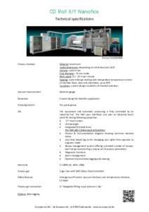 CD Roll X/Y Nanofics Technical specifications Picture:CD1600/800 Process chamber