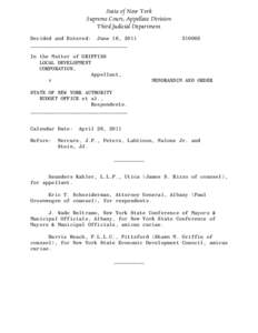 State of New York Supreme Court, Appellate Division Third Judicial Department Decided and Entered: June 16, 2011 ________________________________ In the Matter of GRIFFISS