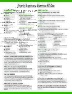 Marin Sanitary Service FAQs COMPOSTING RECYCLING  Which items belong in my green cart?