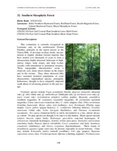 CONSERVATION HABITATS & SPECIES ASSESSMENTS  LA CWCS--DEC[removed]Southern Mesophytic Forest Rarity Rank: S2S3/G1G2