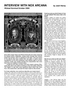 INTERVIEW WITH NOX ARCANA  by Josh Haney Wicked Karnival October 2006