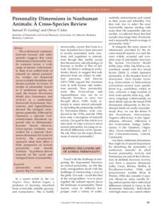 CURRENT DIRECTIONS IN PSYCHOLOGICAL SCIENCE  Personality Dimensions in Nonhuman