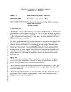 Recovery Audit Contractor / Medicare / Medicaid / RAC / Government / Public administration / Healthcare reform in the United States / Federal assistance in the United States / Presidency of Lyndon B. Johnson