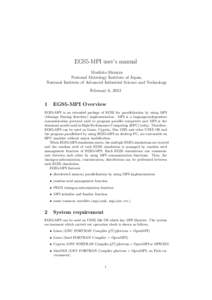 EGS5-MPI user’s manual Morihito Shimizu National Metrology Institute of Japan, National Institute of Advanced Industrial Science and Technology February 6, 2013