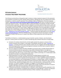 Microsoft Word - IDA Position Statement Dyslexia Treatment Programs template