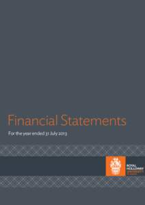 Financial Statements For the year ended 31 July 2013