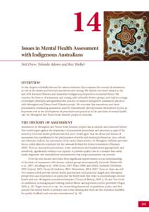 14 Issues in Mental Health Assessment with Indigenous Australians Neil Drew, Yolonda Adams and Roz Walker  OVERVIEW