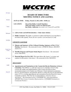 El Cerrito  BOARD OF DIRECTORS MEETING NOTICE AND AGENDA Hercules