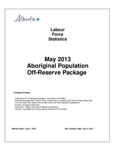 Labour Force Statistics May 2013 Aboriginal Population