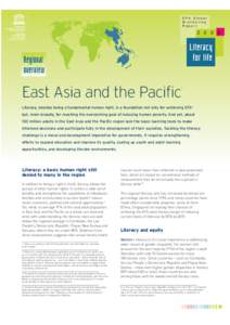 EFA global monitoring report, 2006: literacy for life; regional overview: East Asia and the Pacific; 2005