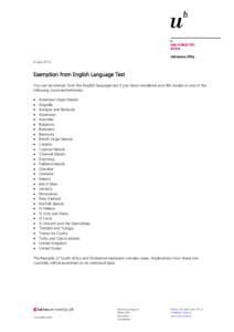 Exemption from English Language Test