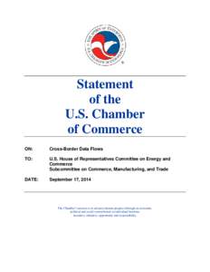 Statement of the U.S. Chamber of Commerce ON: