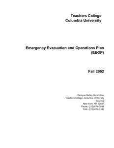 Teachers College Columbia University Emergency Evacuation and Operations Plan (EEOP)