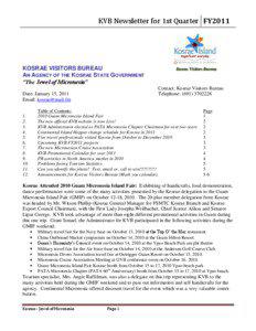 KVB Newsletter for 1st Quarter FY2011  KOSRAE VISITORS BUREAU