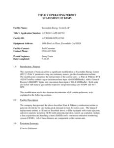 TITLE V OPERATING PERMIT STATEMENT OF BASIS Facility Name:  Escondido Energy Center LLP