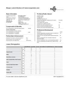 Morgan, Lewis & Bockius LLP (www.morganlewis.com)  Basic Information One Market, Spear Street Tower San Francisco, CA 94105