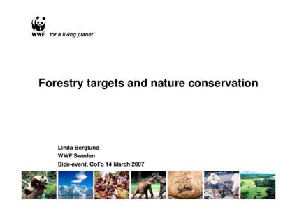 Forestry targets and nature conservation  Linda Berglund WWF Sweden Side-event, CoFo 14 March 2007