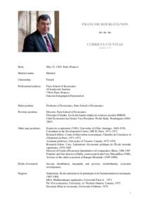 FRANCOIS BOURGUIGNON  CURRICULUM VITAE October 2013