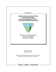 Final Report Baseline Socioeconomic Profile Richfield Field Office Resource Management Plan / Environmental Impact Statement