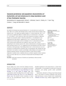 Q US Government 2006 Journal of Water and Health | 04.3 | Seasonal persistence and population characteristics of Escherichia coli and enterococci in deep backshore sand