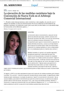 La ejecución de las medidas cautelares bajo la Convención de Nueva York en el Arbitraje Comercial Internacional