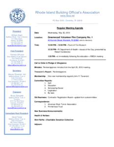 Rhode Island Building Official’s Association www.riboa.net PO Box 1246 – Coventry, RI[removed]___________________________________________________________  Regular Meeting Agenda