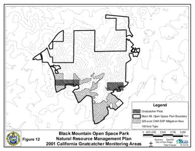 Legend Gnatcatcher Plots Black Mt. Open Space Park Boundary 325-acre CWA ESP Mitigation Area 100-foot Topo