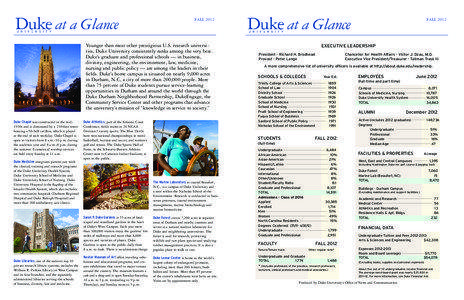 FALL[removed]Younger than most other prestigious U.S. research universities, Duke University consistently ranks among the very best.