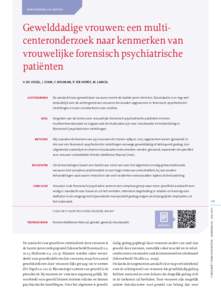 oorspronkelijk artikel  Gewelddadige vrouwen: een multicenteronderzoek naar kenmerken van vrouwelijke forensisch psychiatrische patiënten V. DE VOGEL, J. STAM, Y. BOUMAN, P. TER HORST, M. LANCEL